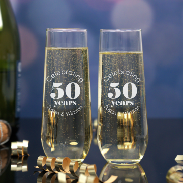 Celebrate With Us | Personalized 8.5oz Stemless Champagne Flute